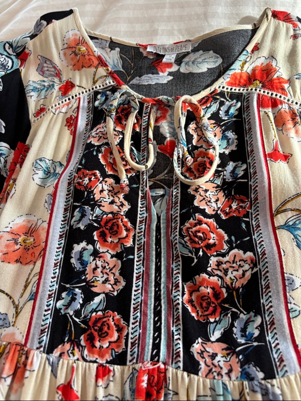 Patrons of Peace Floral Blouse — Cream, Red & Black - Picture 9 of 9